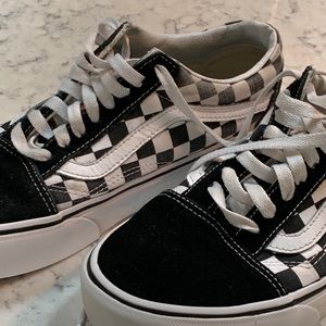 Black and white checkered Vans